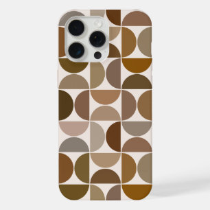 Coque iPhone 15 Pro Max Demi-cercles MCM Marron+Crème Grand Motif