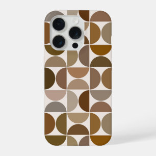 Coque iPhone 15 Pro Demi-cercles MCM Marron+Crème Grand Motif