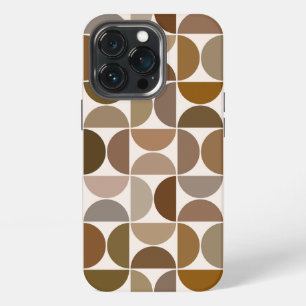 Etui iPhone 13 Pro Demi-cercles MCM Marron+Crème Grand Motif