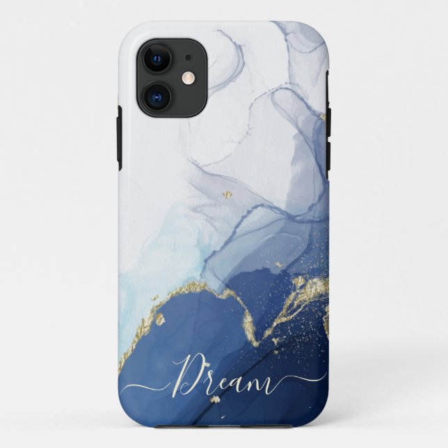 Coque iphone d'encre bleu alcool (Dos)