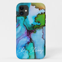 Coque iphone d'encre d'alcool bleu