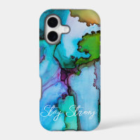 Coque iphone d'encre d'alcool bleu