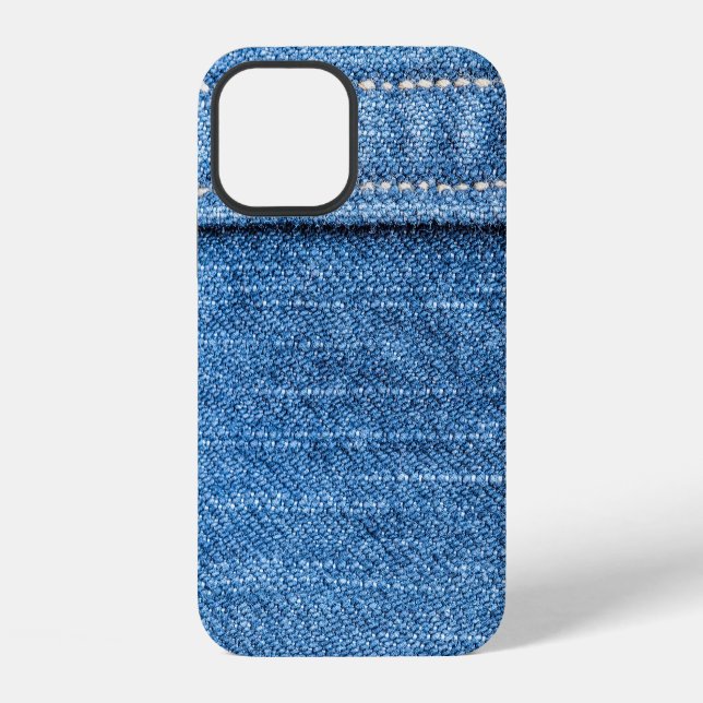 Coque iPhone Dénim Bleu : Jeans Classique Texture. (Verso)