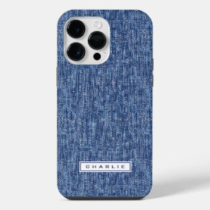 Coque Pour Pour iPhone 14 Pro Max Denim bleu nom personnalisé