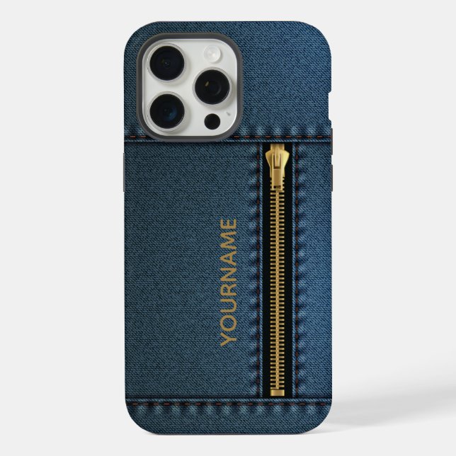 Coque iPhone Denim élégant avec fermeture éclair  (Verso)