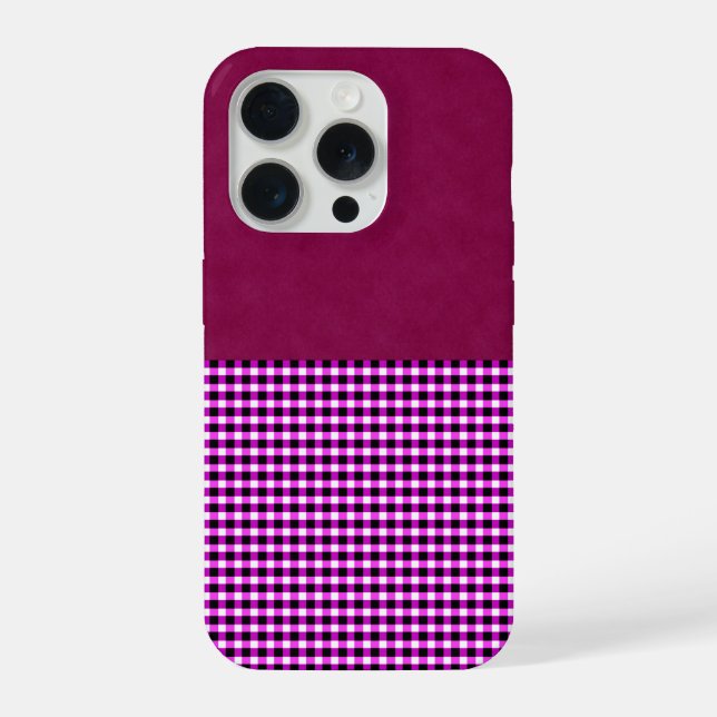 Coque iPhone Denim Magenta Et Tartan, Coussin (Verso)