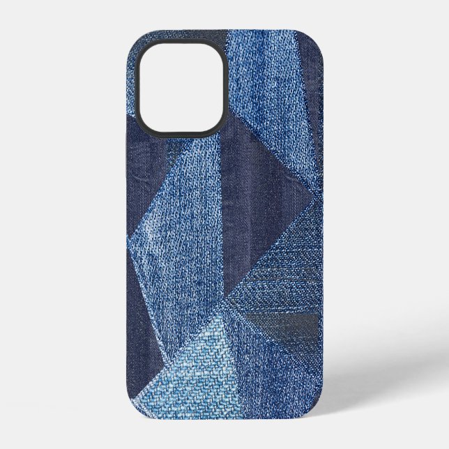 Coque iPhone Denim Urbain : Patchwork rayé déchiré. (Verso)
