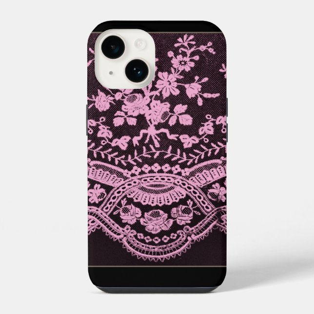 Coque iPhone Dentelle Fleurie Rose (Verso)