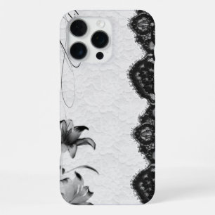 Coque iPhone 16 Pro Max Dentelle Florale Coquette Sombre