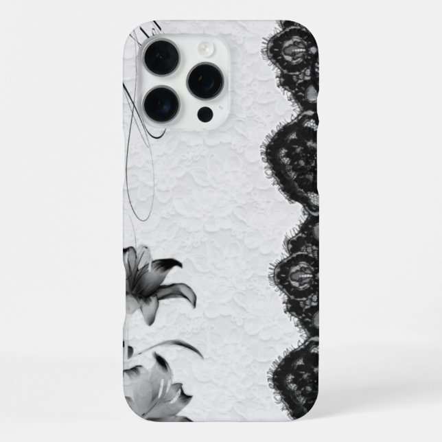 Coque iPhone Dentelle Florale Coquette Sombre (Verso)