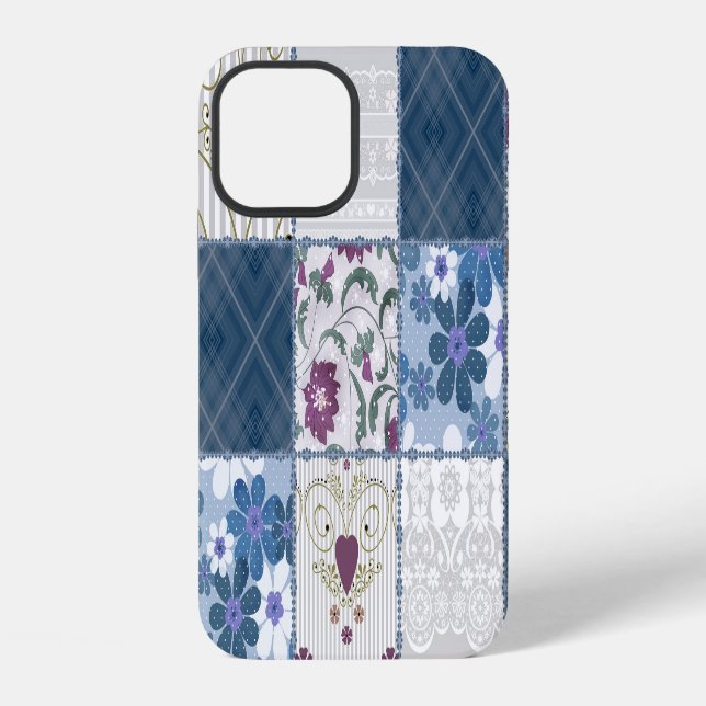Coque iPhone Dentelle florale : Patchwork Arrière - plan sans c (Verso)