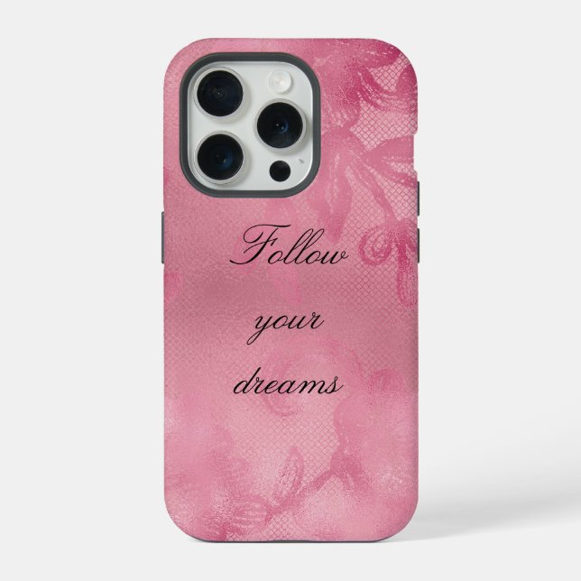 Coque iPhone Dentelle rose chic (Verso)