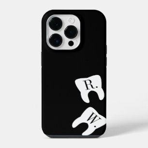 Coque Pour iPhone 14 Pro Dentisterie Symboles Dents Initiales Personnalisés