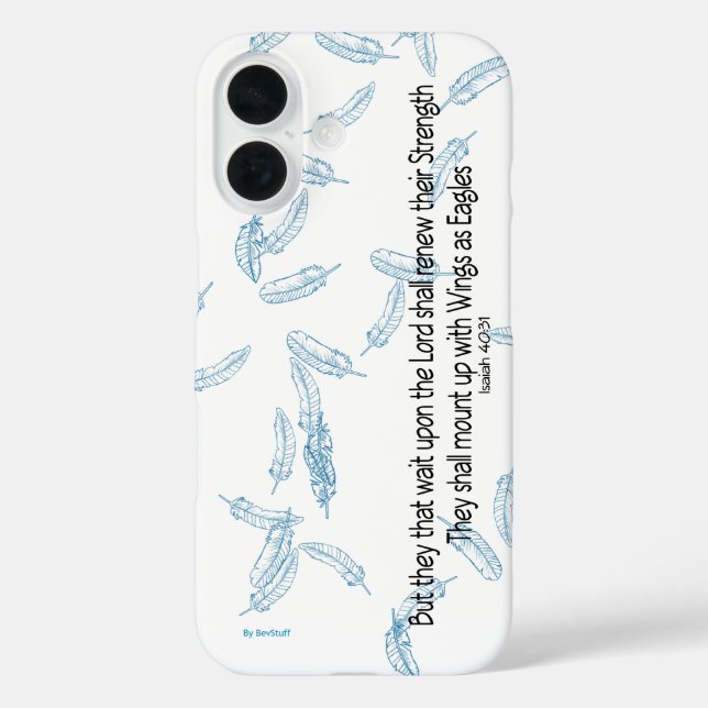 Coque iphone des ailes d'Aigles avec plumes bleues (Verso)