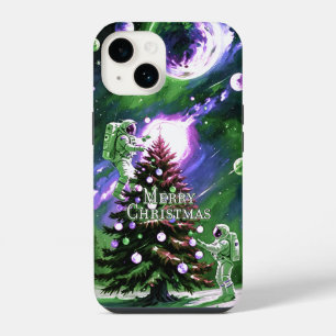 Coque Pour iPhone 14 Des astronautes décorent l'arbre de Noël dans l'es