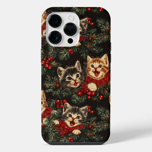 Coque iPhone Des chatons chantent Ô arbre de Noël en pull-over (Verso)