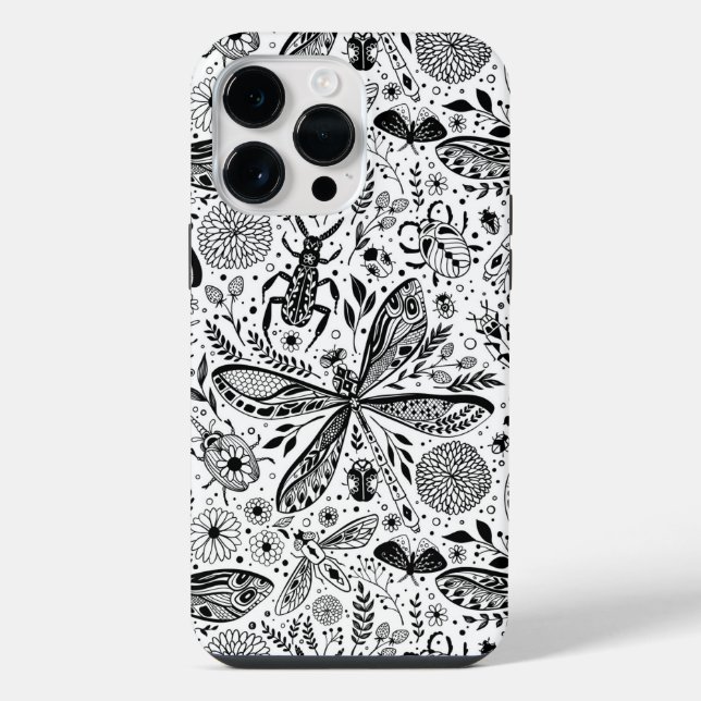 Coque iPhone Des fourmilions sur fond bleu foncé (Verso)
