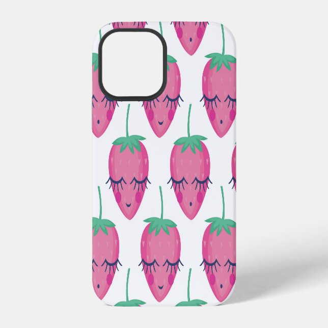 Coque iPhone Des fraises endormies, mignonnes motifs. (Verso)