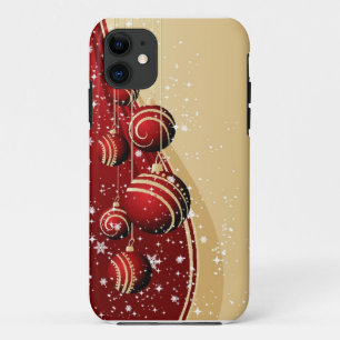 Coque iphone des ornements de Noël Rouge Or