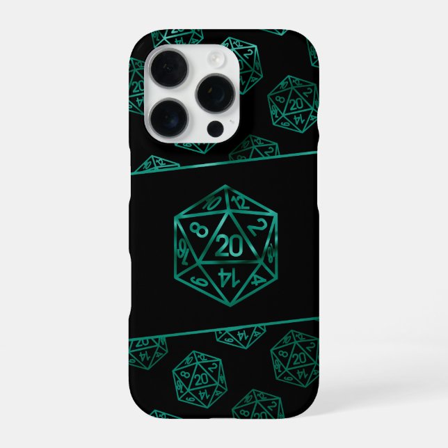 Coque iPhone Dés RPG | Emerald Imaginaire Tabletop Retro Gamer (Verso)