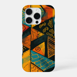 Coque iPhone 16 Pro Des triangles colorés vifs avec des motifs tribaux