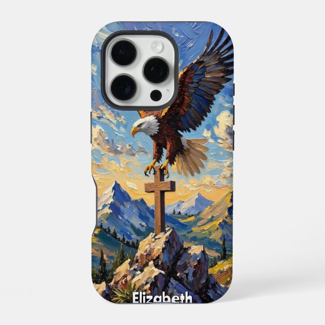 Coque iPhone Descente divine : Aigle en croix (Verso)