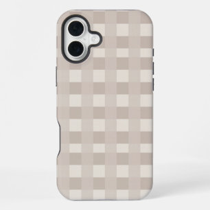 Coque iPhone 16 Plus Design à carreaux minimal beige