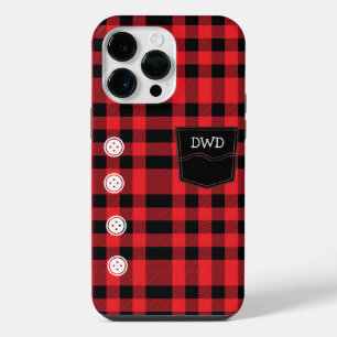 Coque Pour Pour iPhone 14 Pro Max Design chemise Flannel Rouge personnalisé