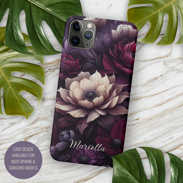 Coque iPhone Design Chic Dahlias Art Art Art Art Botanique Pein (Créateur téléchargé)