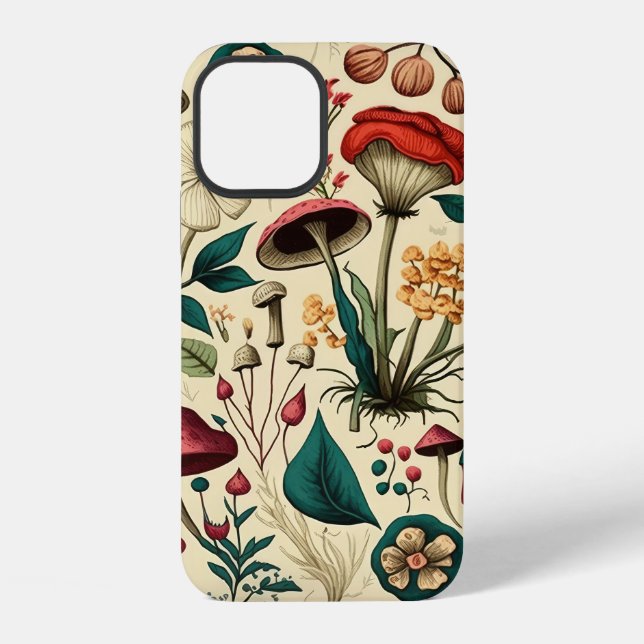 Coque iPhone Design Classique Premium Champignon et Fleur (Verso)