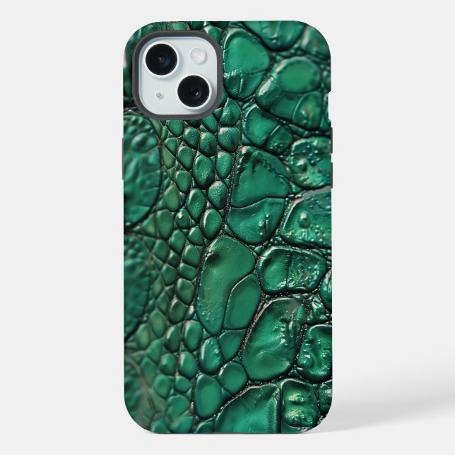 Coque iPhone Design Émeraude Chic Reptilien (Verso)