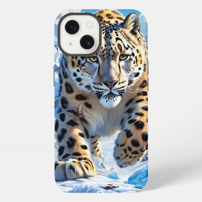 Coque iPhone Design Esthétique Félin Élégant d'Hiver (Verso)