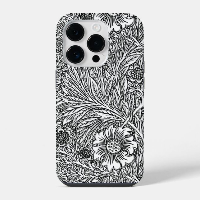Coque iPhone Design floral complexe en noir et blanc (Verso)