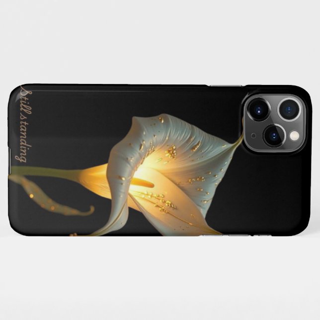 Coque iPhone Design floral noir encore debout (Dos Horizontal)