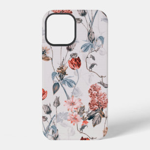 Coque iPhone 12 design floral transparent avec fleur fond clair