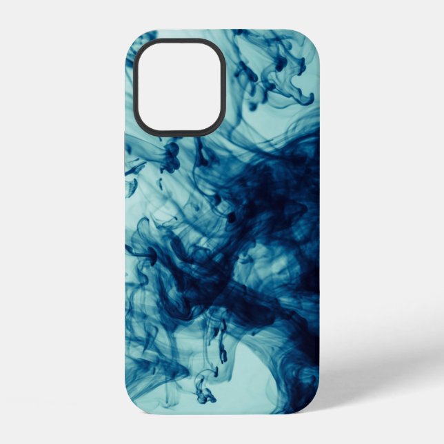 Coque iPhone Design moderne Abstrait bleu liquide (Verso)