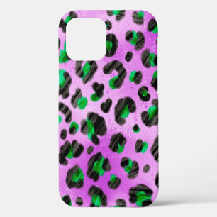 Coque iPhone 12 Dessin à main abstrait à coups de pinceau fourrure