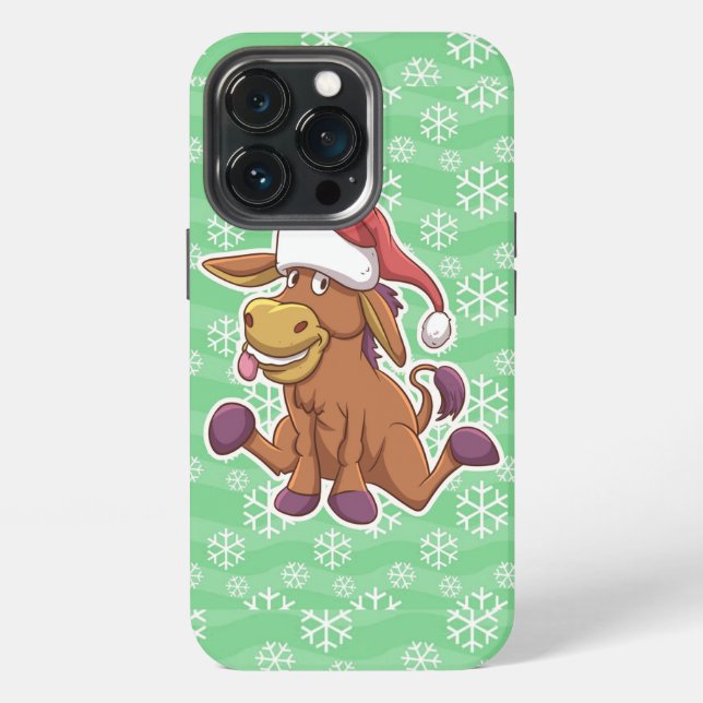 Coque iPhone Dessin animé d'âne de Noël (Dos)