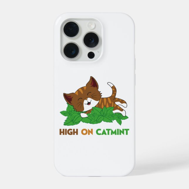 Coque iPhone Dessin animé de chat drôle sous l'emprise de la ca (Verso)