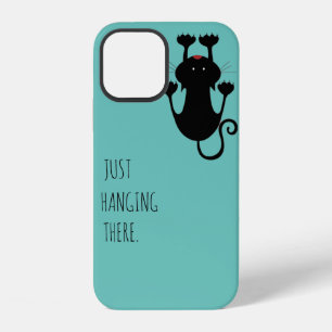 Coque iPhone 12 Dessin animé de chat noir joueur pour les amoureux
