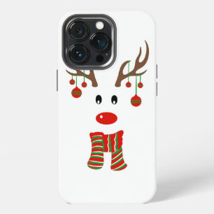 Etui iPhone 13 Pro Dessin animé de rennes de Noël