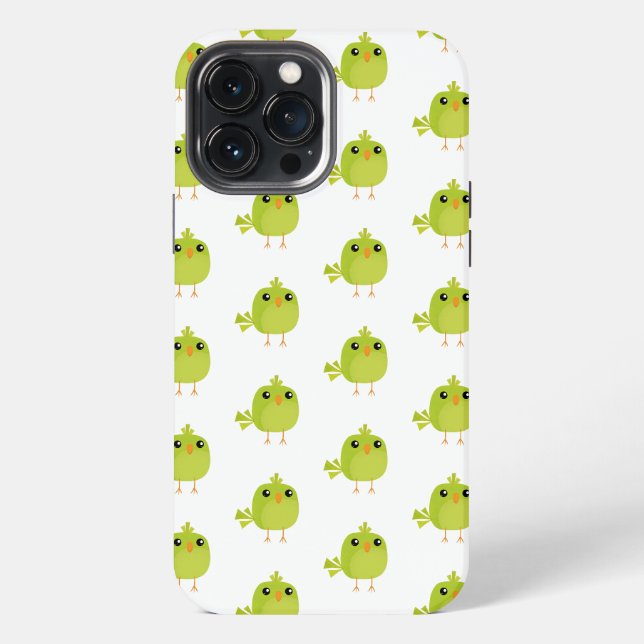 Coque iPhone Dessin animé d'oiseau vert mignon (Verso)