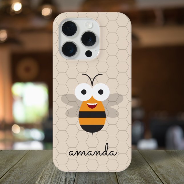 Coque iPhone Dessin animé mignon drôle abeille miel nid d'abeil (Créateur téléchargé)