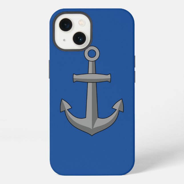 Coque iPhone Dessin d'ancre de bateau (Verso)