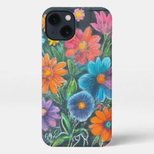 Etui iPhone 13 Dessin de calque de fleurs vibrantes - Flore artis