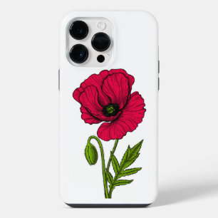 Coque Pour Pour iPhone 14 Pro Max Dessin de coquelicot rouge