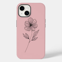 Coque Pour iPhone 14 Dessin de fleurs minimaliste au trait