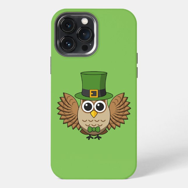 Coque iPhone Dessin de la chouette de la Saint Patrick (Verso)