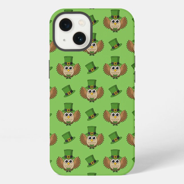 Coque iPhone Dessin de la chouette de la Saint Patrick (Verso)