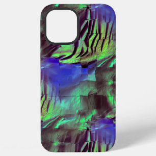 Coque iPhone 12 Pro Max Dessin de mosaïque abstraite de vert et de bleu ru